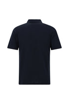 Tünd Dəniz Nazik Fit Naxışlı Pambıq Lyocell Polo Yaxalıqlı Futbolka