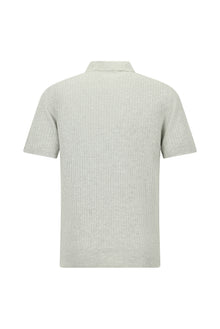 Orta Boz Melanj Slim Fit Zolaqlı Pambıq Kətan İtalyan Örgü Polo Futbolka