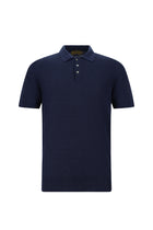 Tünd Dəniz Slim Fit Zolaqlı Pambıq Kətan İtalyan Örgü Polo Futbolka