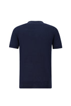 Tünd Dəniz Slim Fit Zolaqlı Pambıq Kətan İtalyan Örgü Polo Futbolka