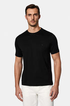 Qara Crew Neck Adi Naxışlı Pambıq Merserizə Edilmiş Basic T-shirt