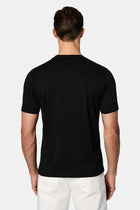 Qara Crew Neck Adi Naxışlı Pambıq Merserizə Edilmiş Basic T-shirt