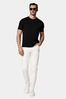Qara Crew Neck Adi Naxışlı Pambıq Merserizə Edilmiş Basic T-shirt