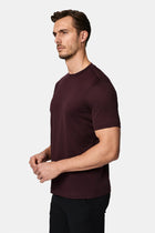Tünd Bordo Crew Neck Adi Naxışlı Pambıq Merserizə Edilmiş Basic T-shirt