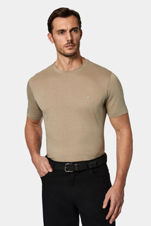 Daş Crew Neck Adi Naxışlı Pambıq Kətan Qarışığı Merserizə Edilmiş Basic T-shirt