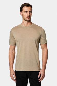 Daş Crew Neck Adi Naxışlı Pambıq Kətan Qarışığı Merserizə Edilmiş Basic T-shirt