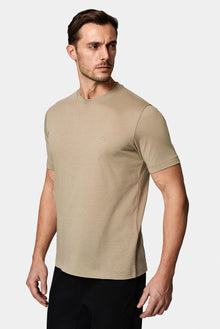 Daş Crew Neck Adi Naxışlı Pambıq Kətan Qarışığı Merserizə Edilmiş Basic T-shirt