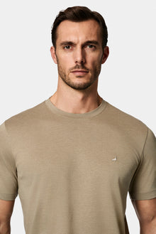 Daş Crew Neck Adi Naxışlı Pambıq Kətan Qarışığı Merserizə Edilmiş Basic T-shirt