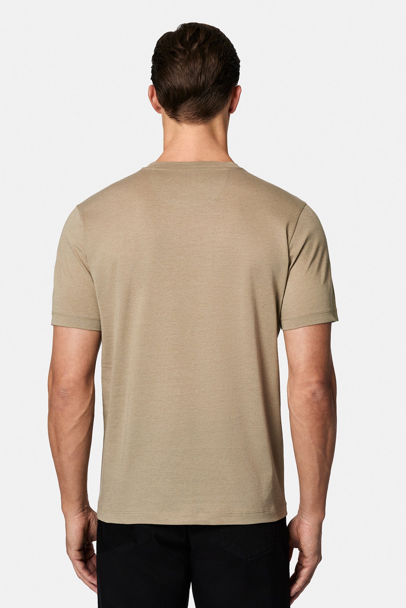 Daş Crew Neck Adi Naxışlı Pambıq Kətan Qarışığı Merserizə Edilmiş Basic T-shirt