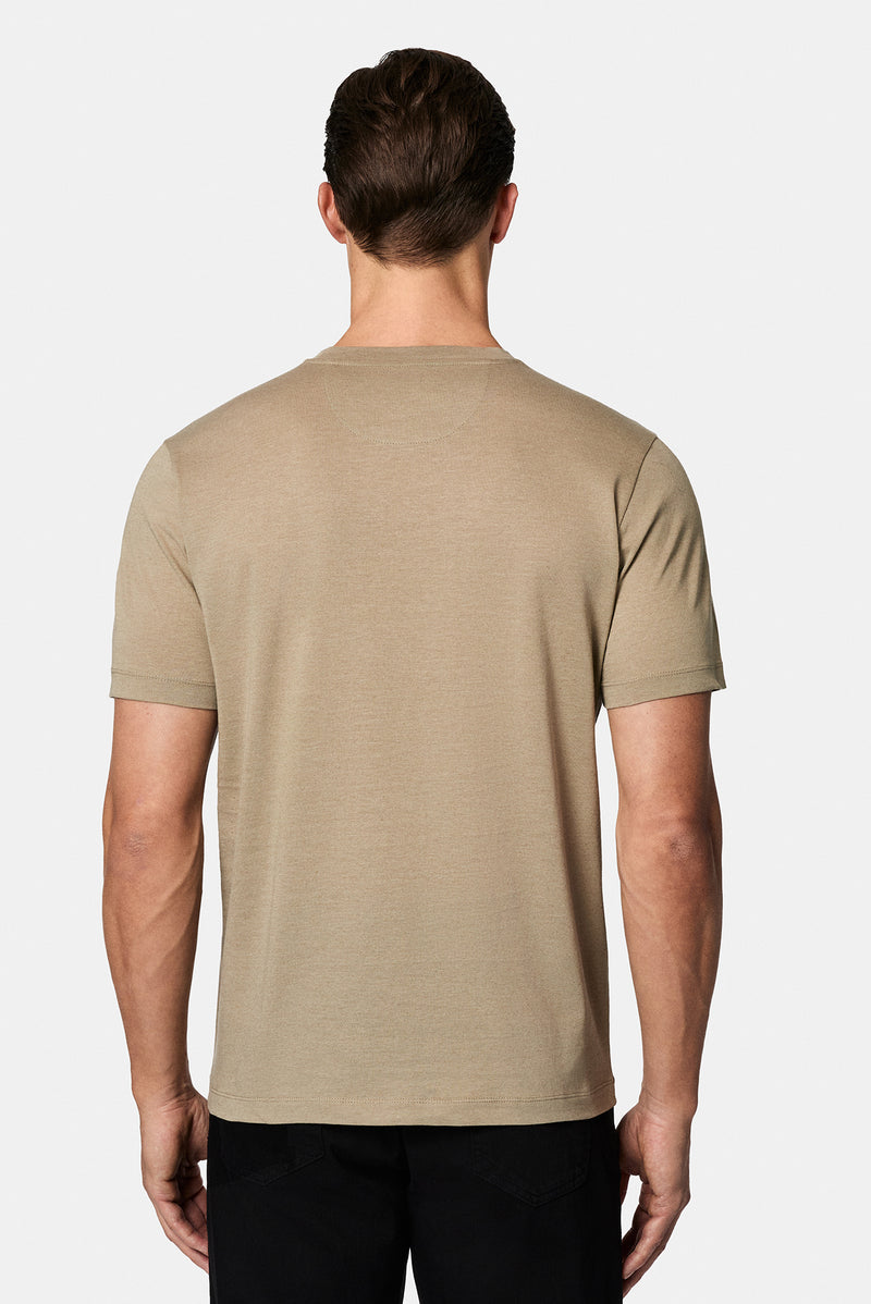 Daş Crew Neck Adi Naxışlı Pambıq Kətan Qarışığı Merserizə Edilmiş Basic T-shirt