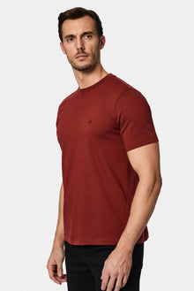 Kirəmid Crew Neck Adi Naxışlı Pambıq Kətan Qarışığı Merserizə Edilmiş Basic T-shirt