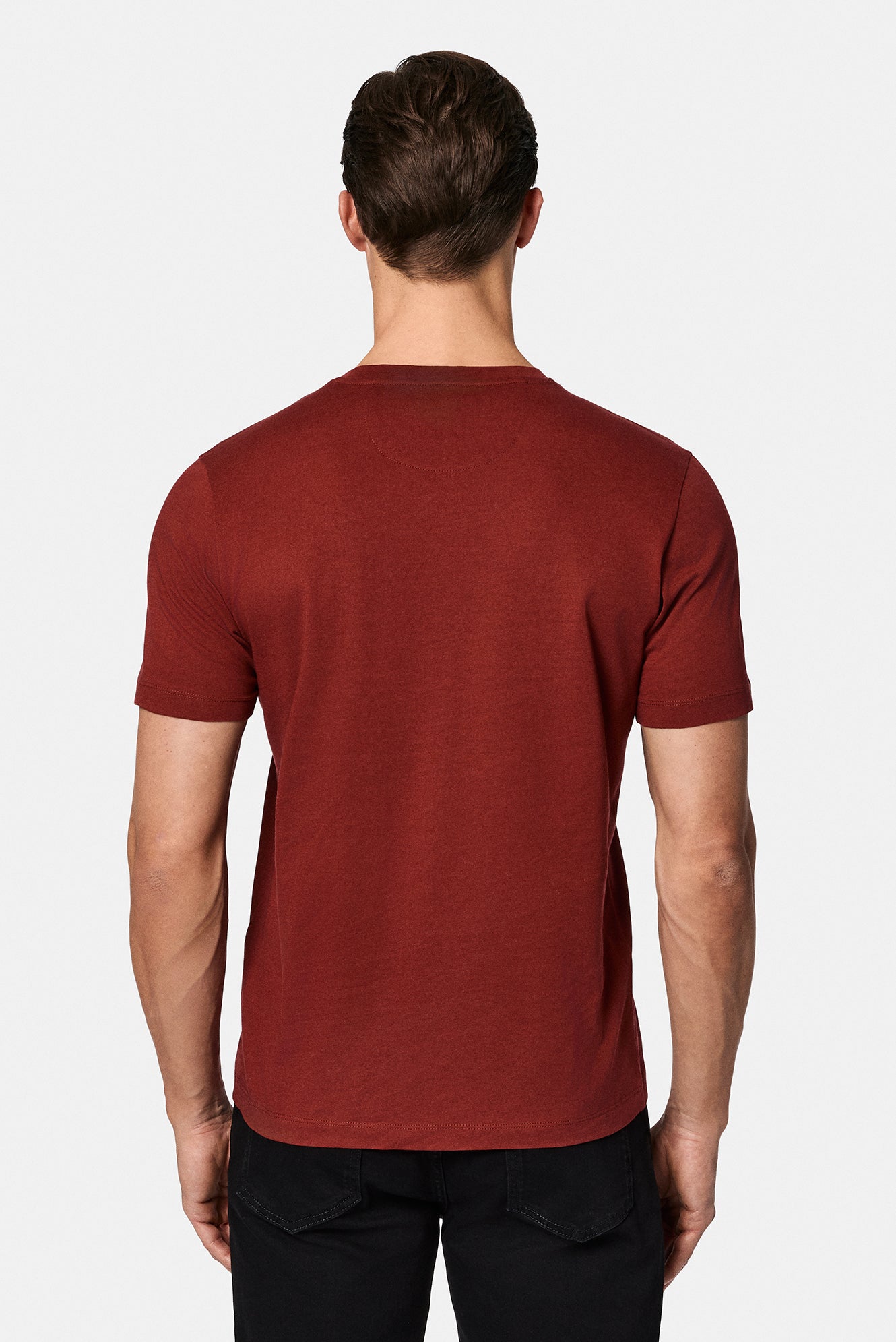 Kirəmid Crew Neck Adi Naxışlı Pambıq Kətan Qarışığı Merserizə Edilmiş Basic T-shirt
