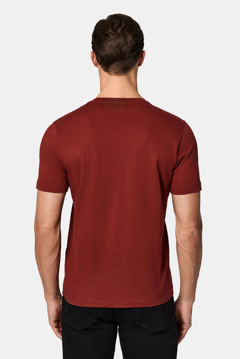Kirəmid Crew Neck Adi Naxışlı Pambıq Kətan Qarışığı Merserizə Edilmiş Basic T-shirt