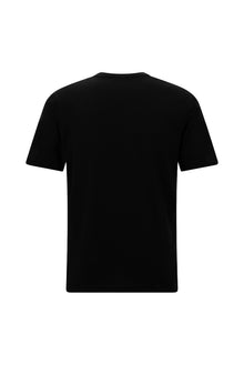 Qara Crew Neck Adi Fit Naxışlı Modal Qarışıq Futbolka