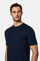 Tünd Göy Crew Neck Adi Fit Naxışlı Modal Qarışıq Futbolka