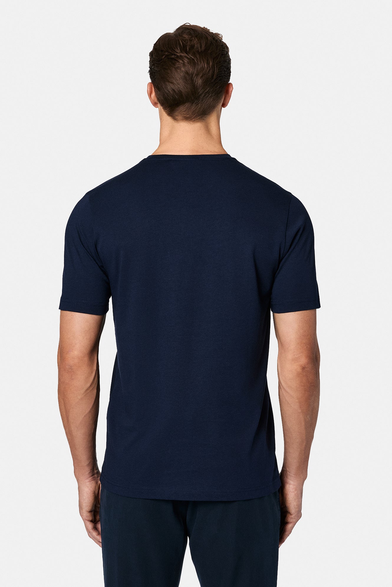 Tünd Göy Crew Neck Adi Fit Naxışlı Modal Qarışıq Futbolka