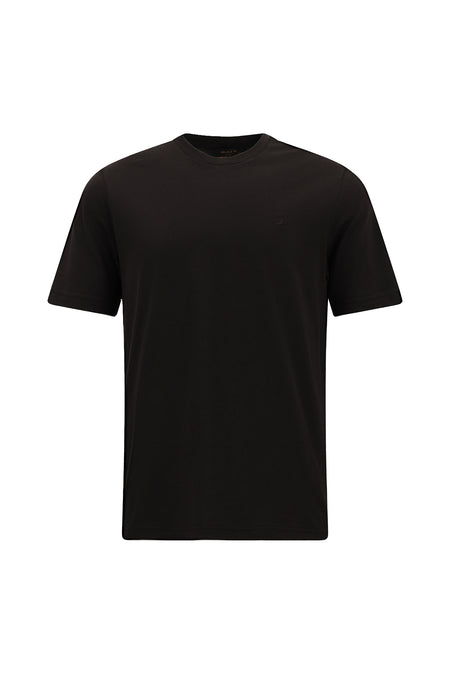Tünd Qəhvəyi Crew Neck Adi Fit Naxışlı Modal Qarışıq Futbolka