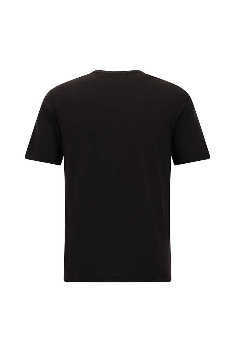 Tünd Qəhvəyi Crew Neck Adi Fit Naxışlı Modal Qarışıq Futbolka
