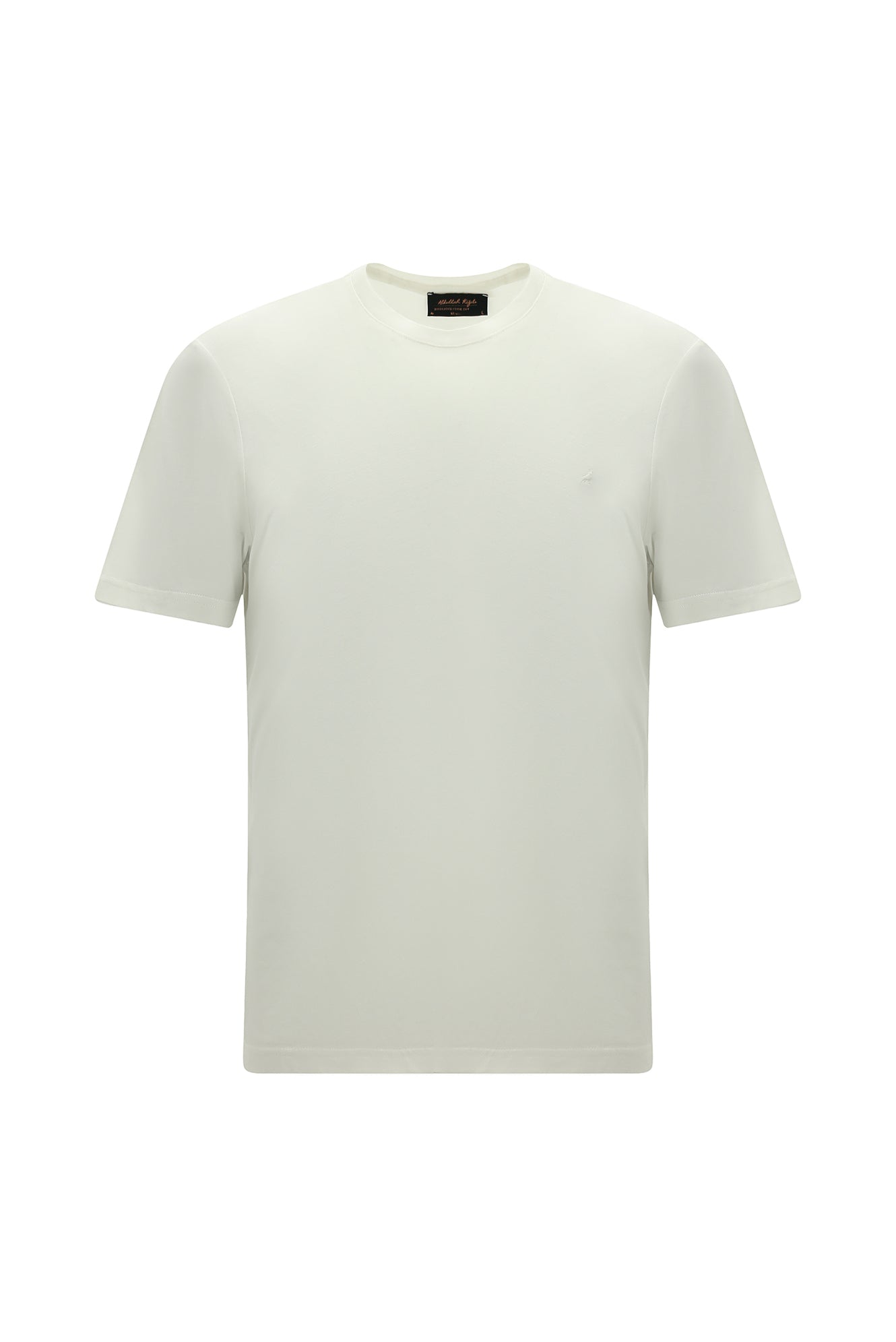 Sınıq Ağ Crew Neck Adi Fit Naxışlı Modal Qarışıq Futbolka