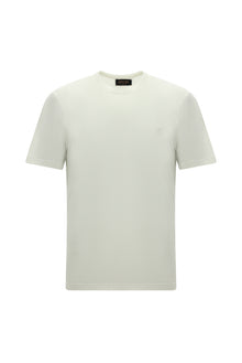 Sınıq Ağ Crew Neck Adi Fit Naxışlı Modal Qarışıq Futbolka