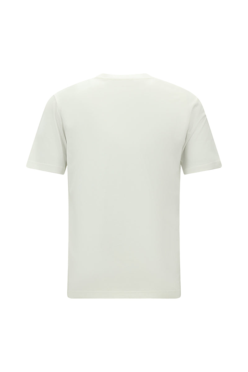 Sınıq Ağ Crew Neck Adi Fit Naxışlı Modal Qarışıq Futbolka