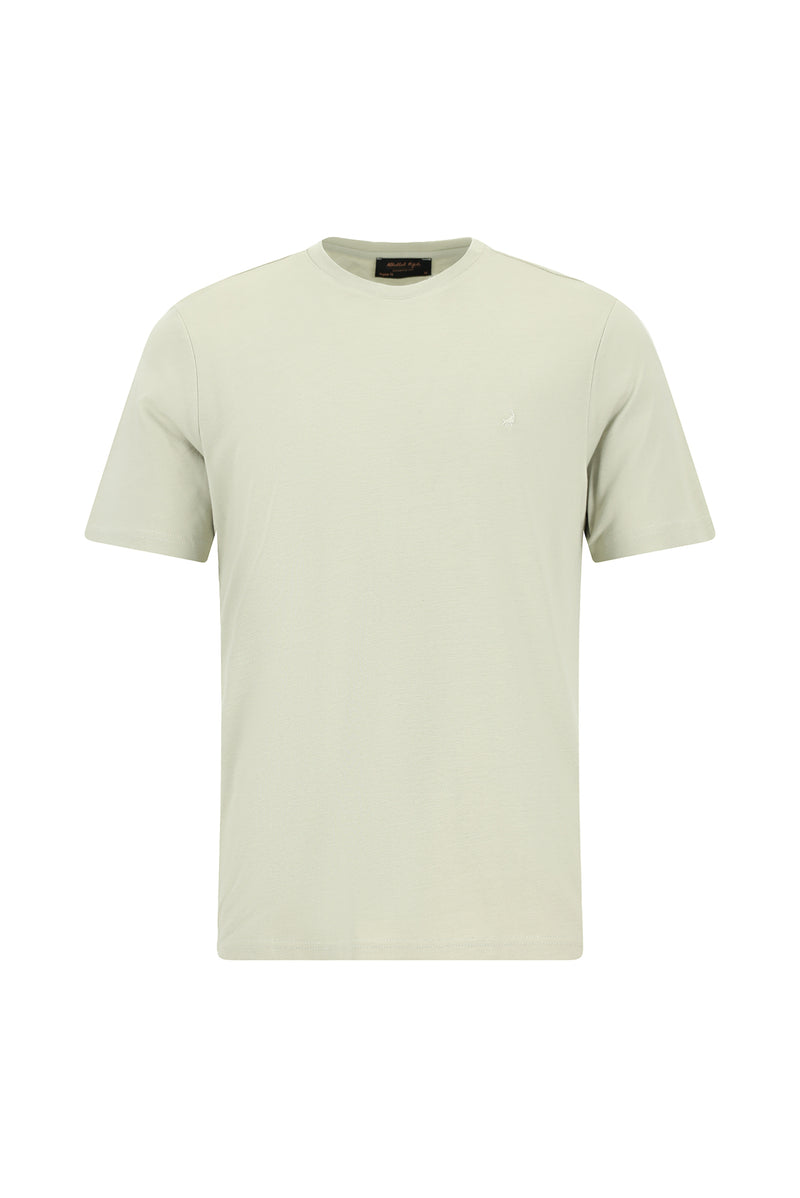 Kif Yaşılı Crew Neck Adi Fit Naxışlı Modal Qarışıq Futbolka