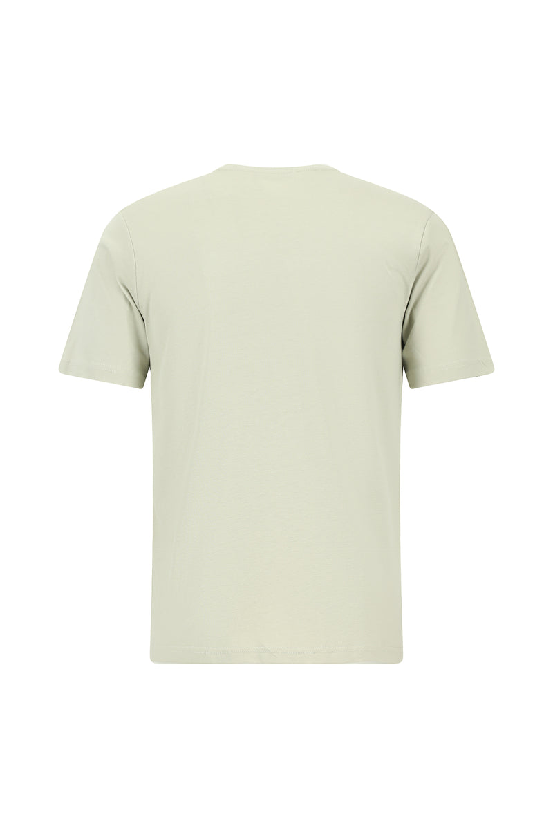 Kif Yaşılı Crew Neck Adi Fit Naxışlı Modal Qarışıq Futbolka