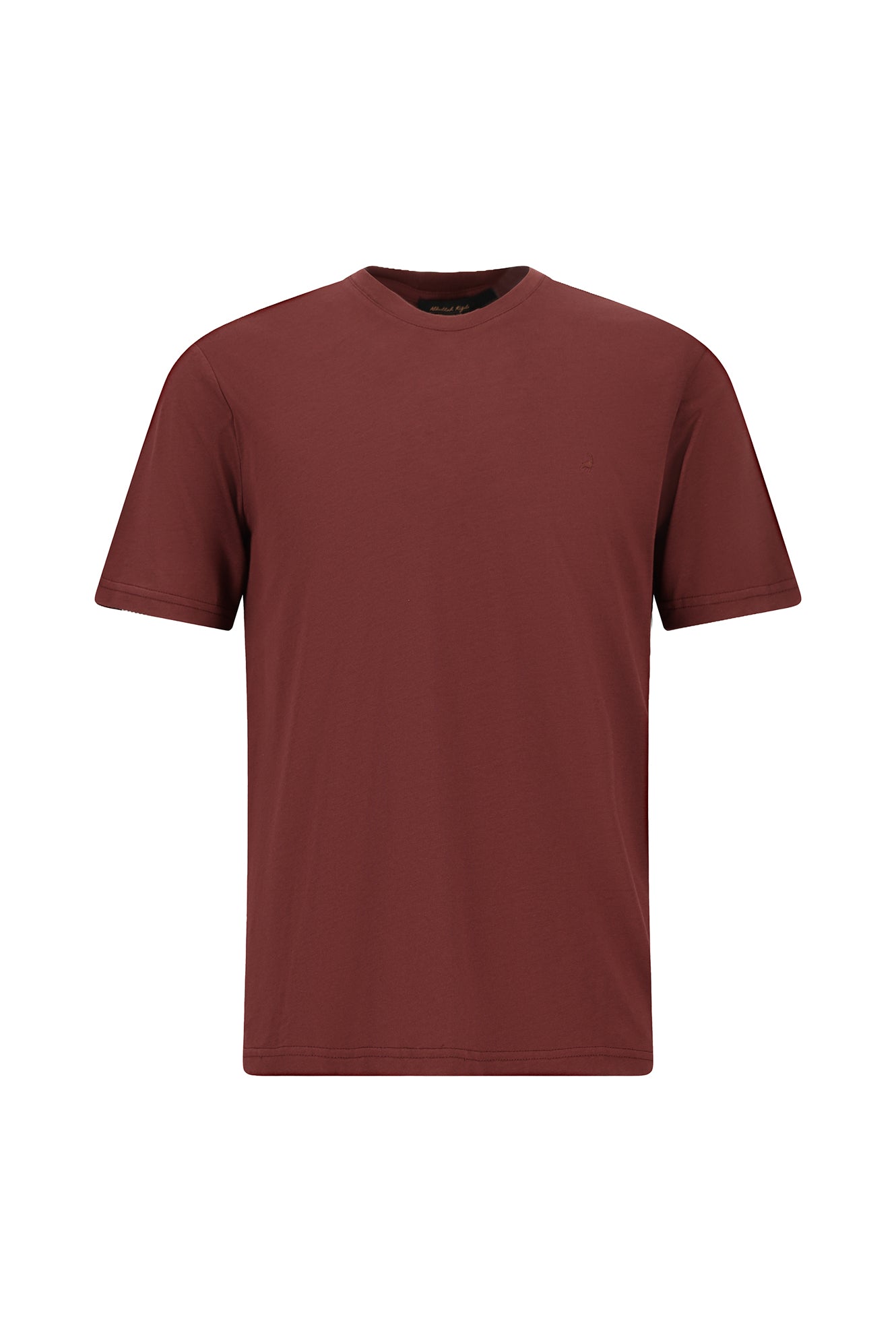 Tünd Bordo Crew Neck Adi Fit Naxışlı Modal Qarışıq Futbolka