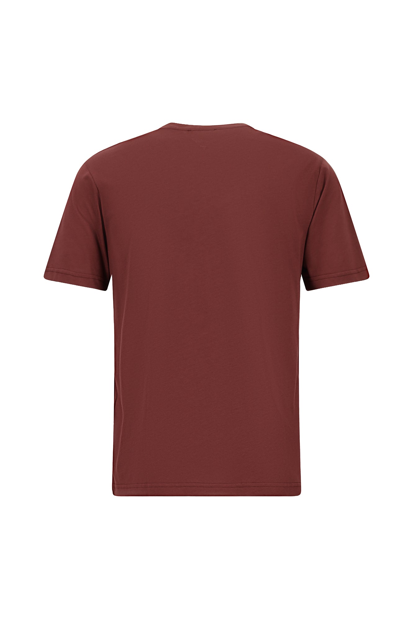 Tünd Bordo Crew Neck Adi Fit Naxışlı Modal Qarışıq Futbolka