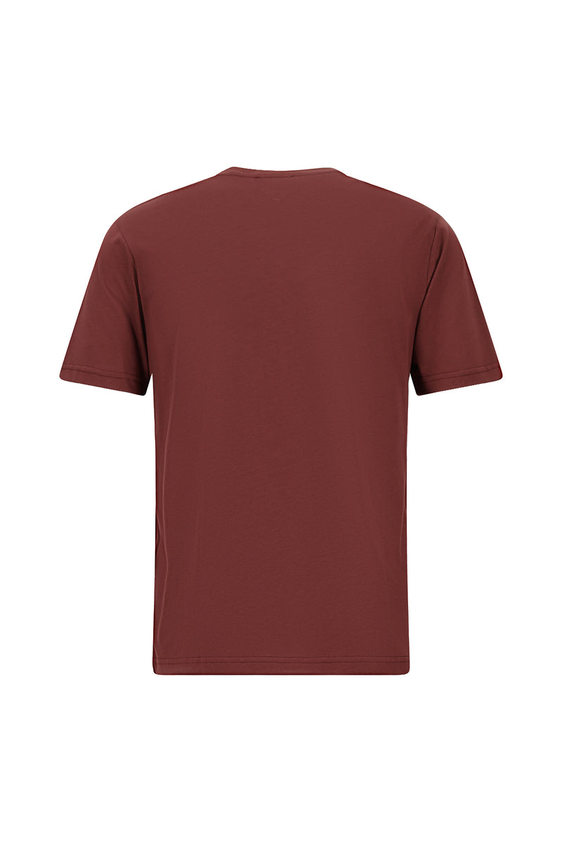 Tünd Bordo Crew Neck Adi Fit Naxışlı Modal Qarışıq Futbolka