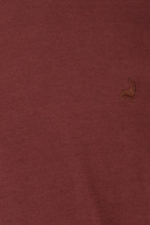 Tünd Bordo Crew Neck Adi Fit Naxışlı Modal Qarışıq Futbolka