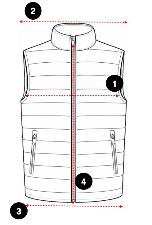 Bonded Jilet Size Guide